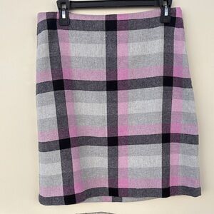 Talbots Pink and Gray Plaid Mini Skirt